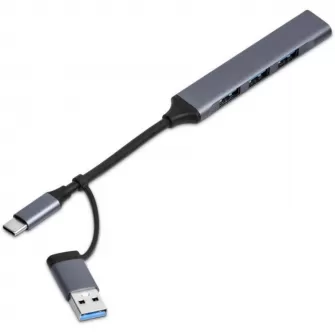 Adapter 2-u-1 USB hub (USB-A i Type-C, 4x USB 3.0)