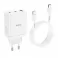 Kucni punjac Hoco. N33  2 x Type C + USB A + kabal Type C na Lightning PD QC3.0 3A 35W beli