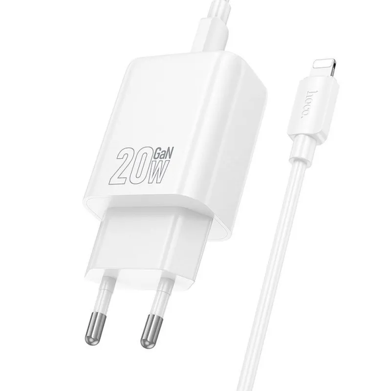 HOCO kucni punjac USB A + Type C + kabl Type C na Lightning PD QC3.0 3A 20W N61 beli