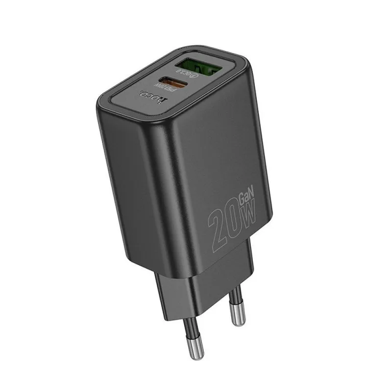 HOCO kucni punjac USB A + Type C PD QC3.0 3A 20W N61 crni