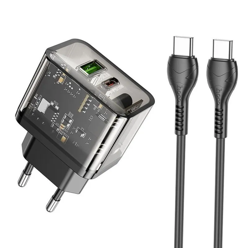 HOCO kucni punjac USB A + Type C + kabl Type C na Type C PD QC3.0 3A 20W N34 providan
