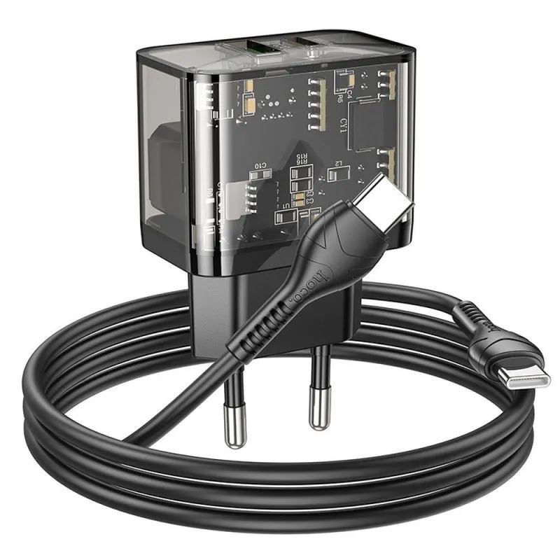 HOCO kucni punjac USB A + Type C + kabl Type C na Type C PD QC3.0 3A 20W N34 providan