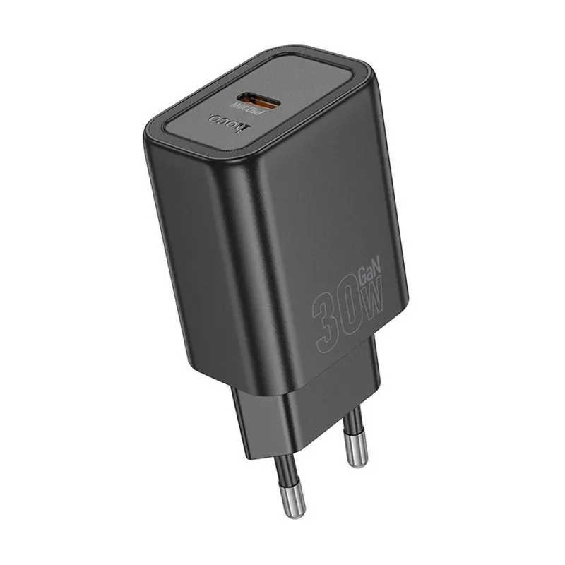HOCO kucni  punjac adapter USB A + Type C PD QC3.0 3A 30W N63 crni