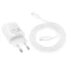 HOCO kucni punjac USB A + Type C + kabl Type C na Type C PD QC3.0 3A 30W N63 beli
