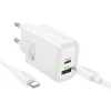 HOCO kucni punjac USB A + Type C + kabl Type C na Type C PD QC3.0 3A 30W N63 beli