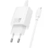 HOCO kucni punjac USB A + USB C + kabl Type C na Lightning PD QC3.0 3A 30W N63 beli