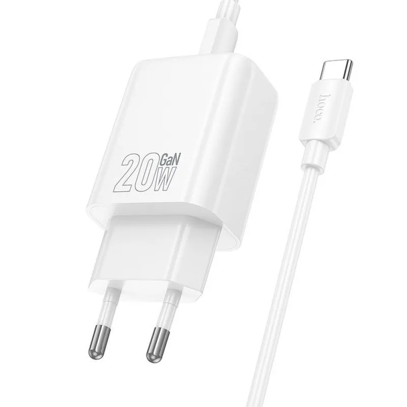 HOCO kucni punjac usb C + kabl Type C na Type C PD QC 20W N60 beli