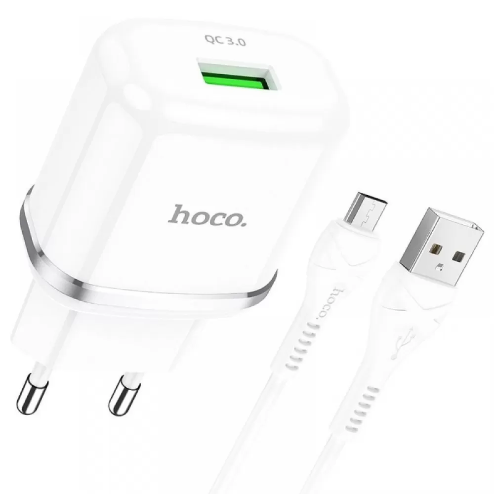 Kucni punjac HOCO. N3 3A 18w QC3.0 fast micro beli