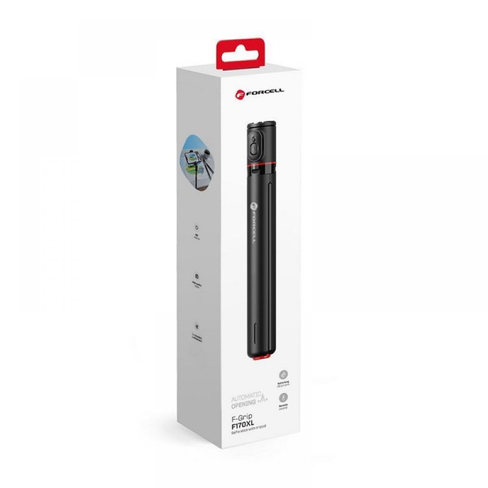 FORCELL F-GRIP F170XL automatski selfi stap sa daljinskim upravljacem, tripod, crni