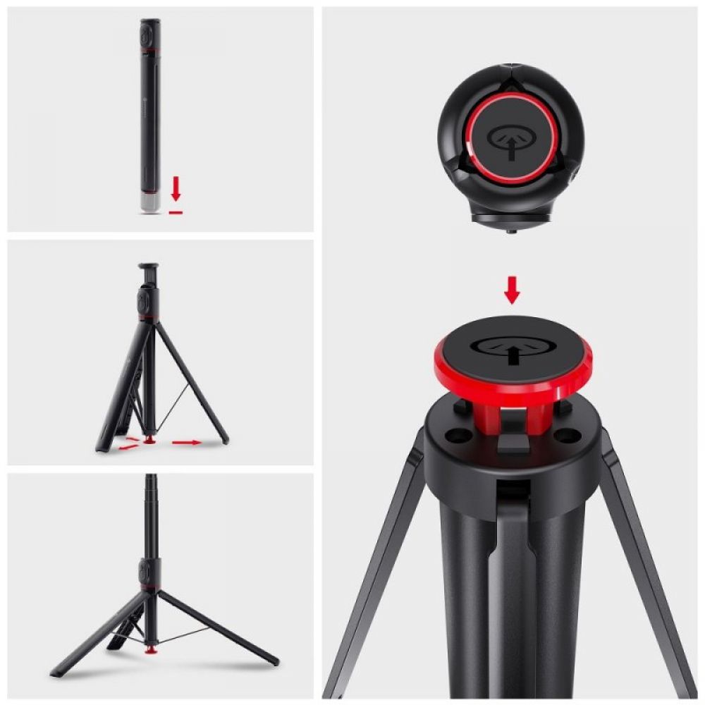 FORCELL F-GRIP F170XL automatski selfi stap sa daljinskim upravljacem, tripod, crni