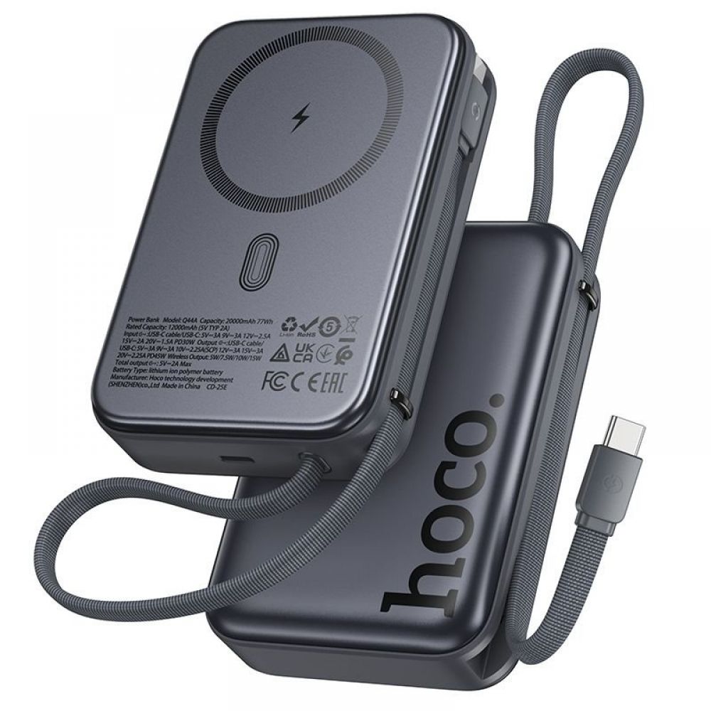 Power bank Hoco 20000 mAh kompatibilan sa MagSafe QC PD 45W Q44A crni