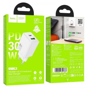 Kucni punjac Hoco USB A + USB C QC3.0 PD AFC 3A 30W N71 beli