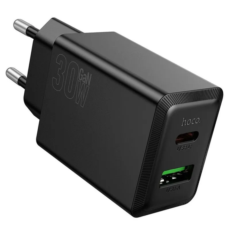 Kucni punjac Hoco USB A + USB C QC3.0 PD AFC 3A 30W N71 crni