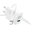 Kucni punjac Hoco USB A + USB C QC3.0 PD AFC 3A 30W + USB C na USB C kabl N71 beli