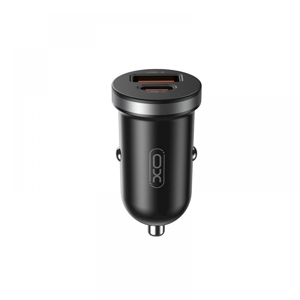 XO auto punjac CC56 PD 30W QC 1x USB 1x USB-C crni