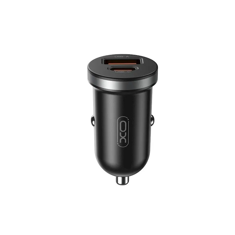 XO auto punjac CC56 PD 30W QC 1x USB 1x USB-C crni