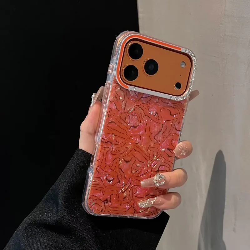 Futrola Luxury Mermer za iPhone 16 narandzasta