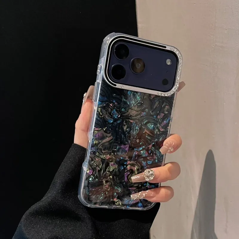 Futrola Luxury Mermer za iPhone 16 Pro crna