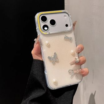 Futrola Glitter 3D za iPhone 16 Pro zuta