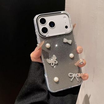 Futrola Glitter 3D za iPhone 16 Pro crna