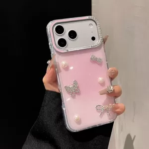 Futrola Glitter 3D za iPhone 17 Pro roze