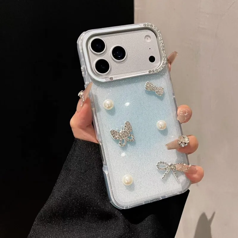 Futrola Glitter 3D za iPhone 17 Air plava