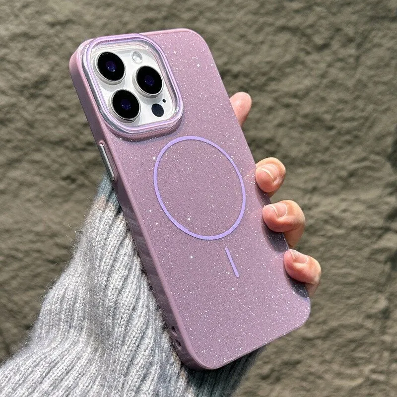 Futrola Glitter MagSafe za iPhone 16 Pro Max ljubicasta