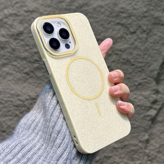 Futrola Glitter MagSafe za iPhone 16 Pro zuta