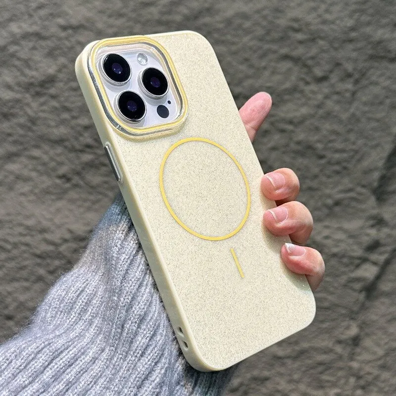 Futrola Glitter MagSafe za iPhone 16 Pro zuta
