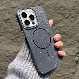 Futrola Glitter MagSafe za iPhone 16 Pro crna