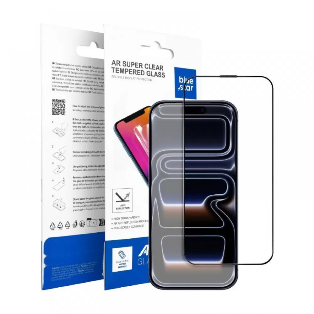 Zastitno staklo za iPhone 15 / 16 Blue Star 5D AR crno