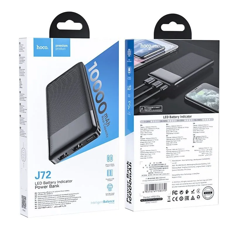 Powerbank Hoco 10000 mAh 2A J72 crni