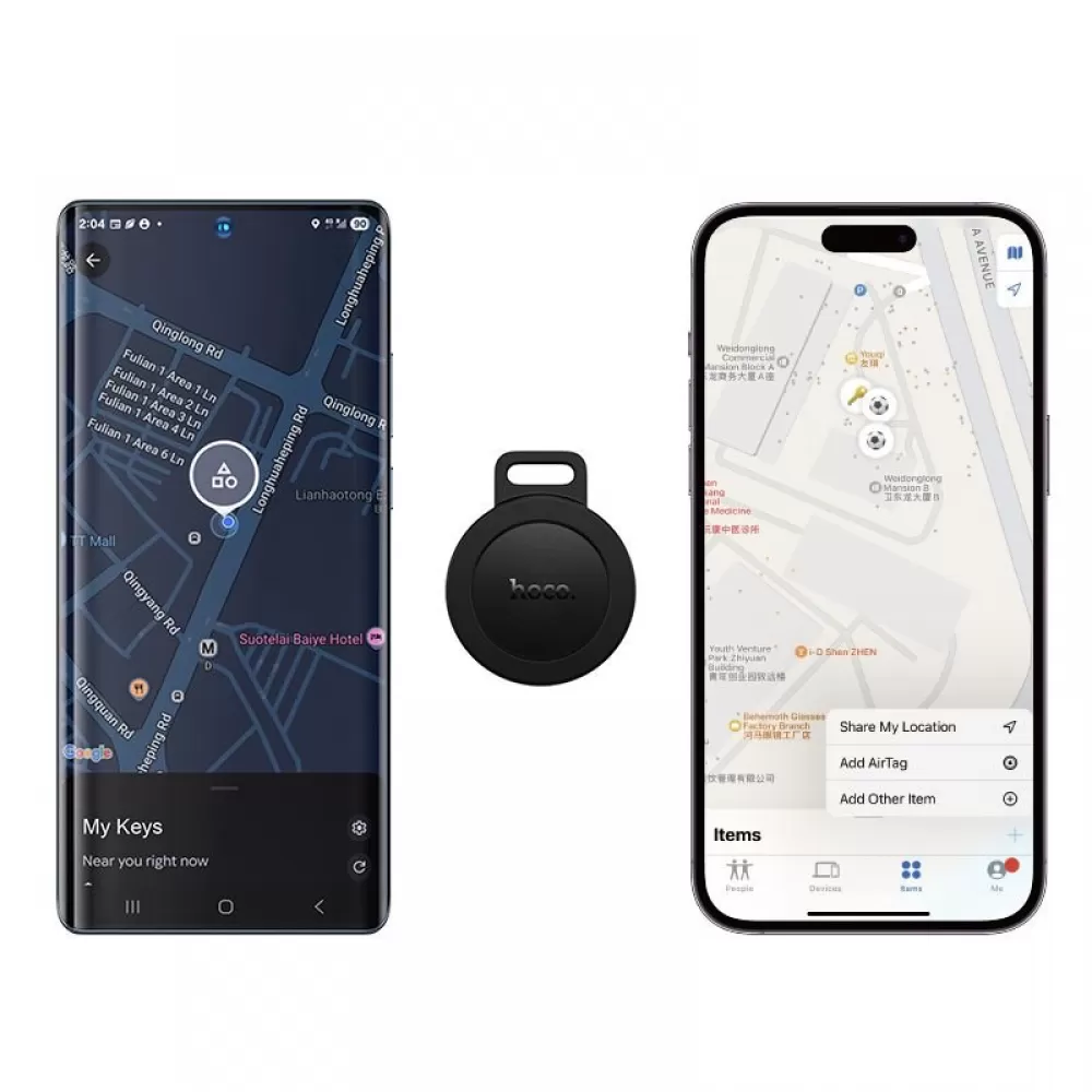 Lokator kompatibilan sa Apple Find My i Google Find My Device Hoco E101 crni
