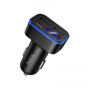 Auto punjac Hoco sa LCD ekranom 2xUSB A + 1xUSB C PD QC3.0 42W Z63A crni