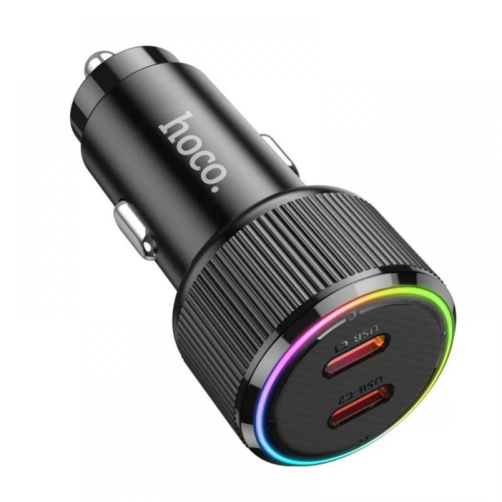 Auto punjac Hoco 2 x USB C QC PD 50W NZ14B crni