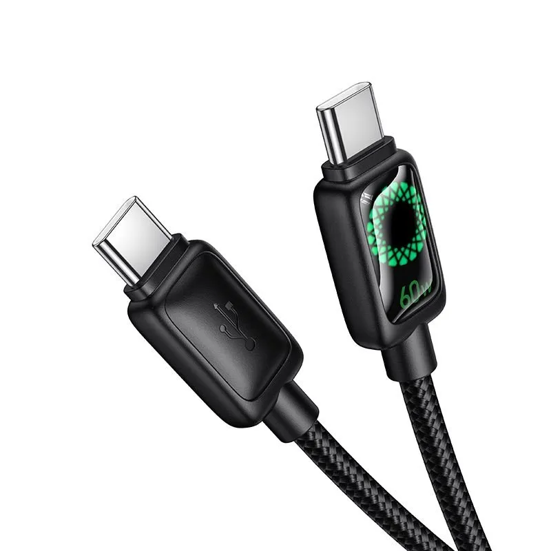 USB kabal type C na type C sa LCD ekranom Hoco 3A 60W 1,2 m U146 crni