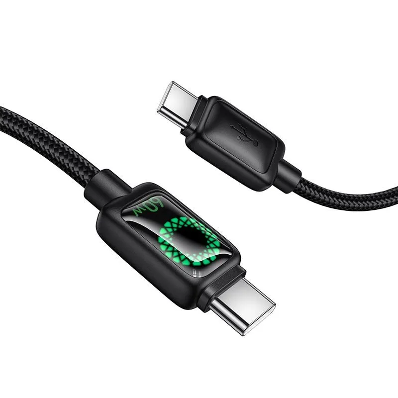 USB kabal type C na type C sa LCD ekranom Hoco 3A 60W 1,2 m U146 crni