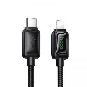 USB C na Lightning kabl sa LCD ekranom Hoco PD 30W 1,2 m U146 crni