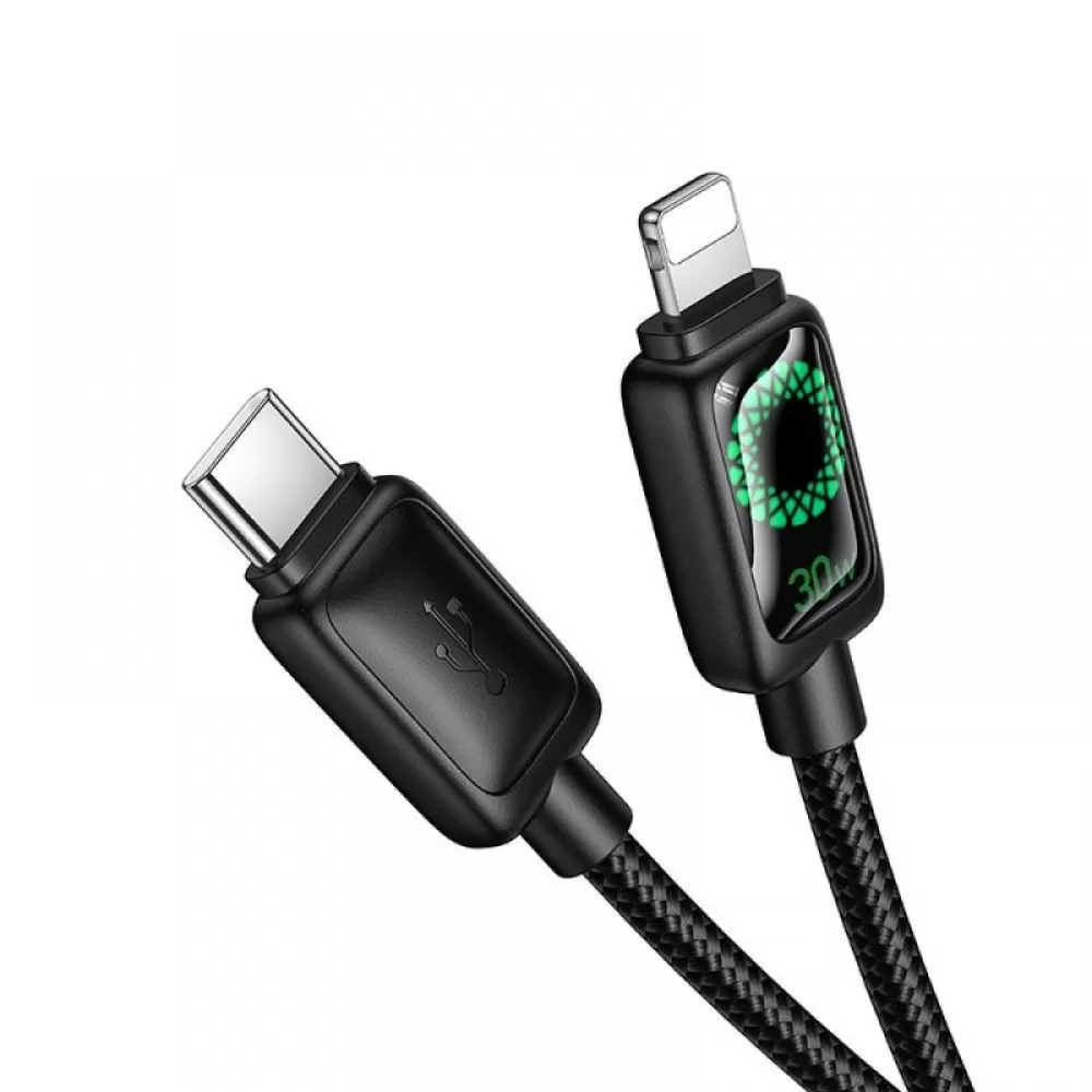 USB C na Lightning kabl sa LCD ekranom Hoco PD 30W 1,2 m U146 crni