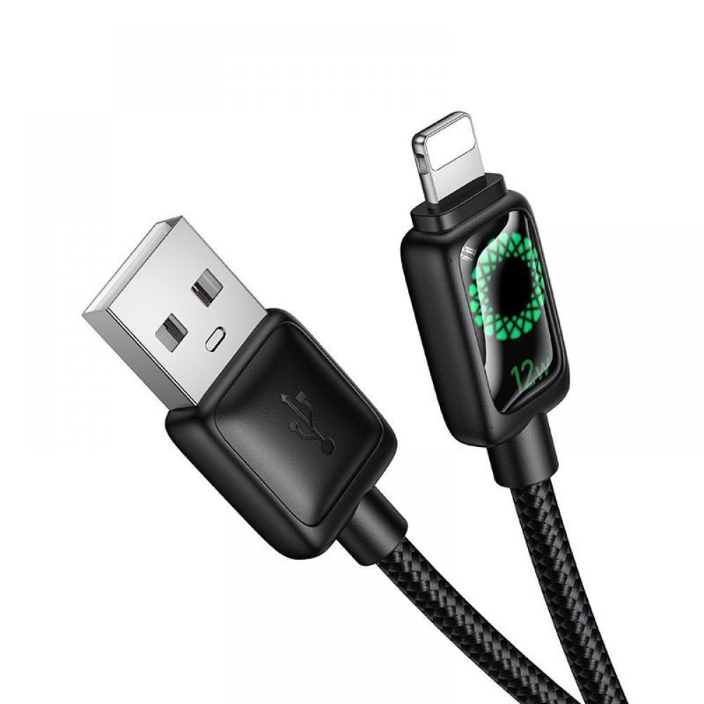 USB A na Lightning kabl sa LCD ekranom Hoco 2,4A 1,2 m U146 crni