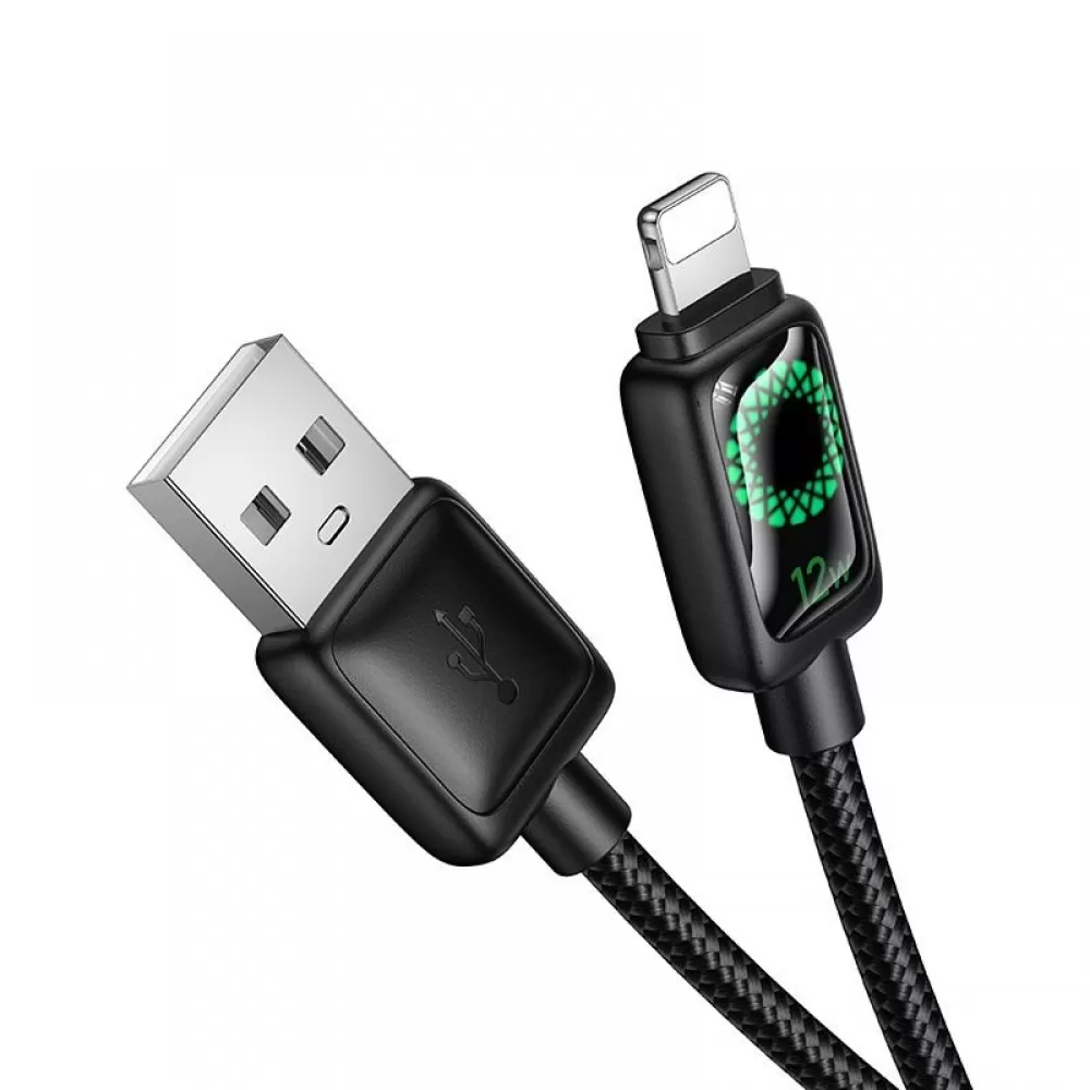 USB kabal Lightning sa LCD ekranom Hoco 2,4A 1,2 m U146 crni