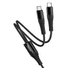 Kabal 2u1 USB C na USB C+C Hoco 1 m X123 crni