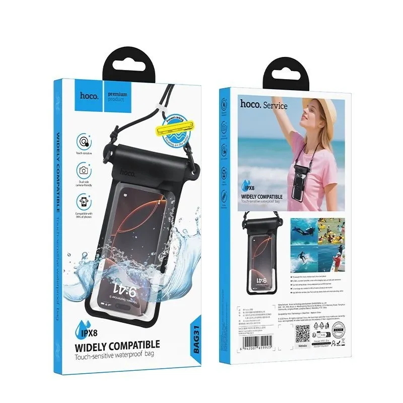Vodootporna futrola za mobilni telefon Hoco BAG31 crna