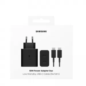 Kucni punjac Samsung 50W, 3A, 2 x USB-C, sa USB-C kablom  EP-T5020XBEGEU crni