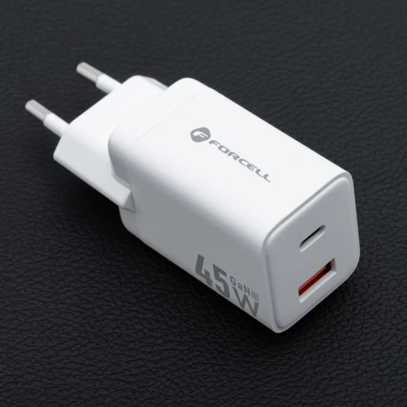 Kucni punjac Forcell F-Energy Mini GaN III USB C + USB A PD QC4.0 45W VT-36 beli