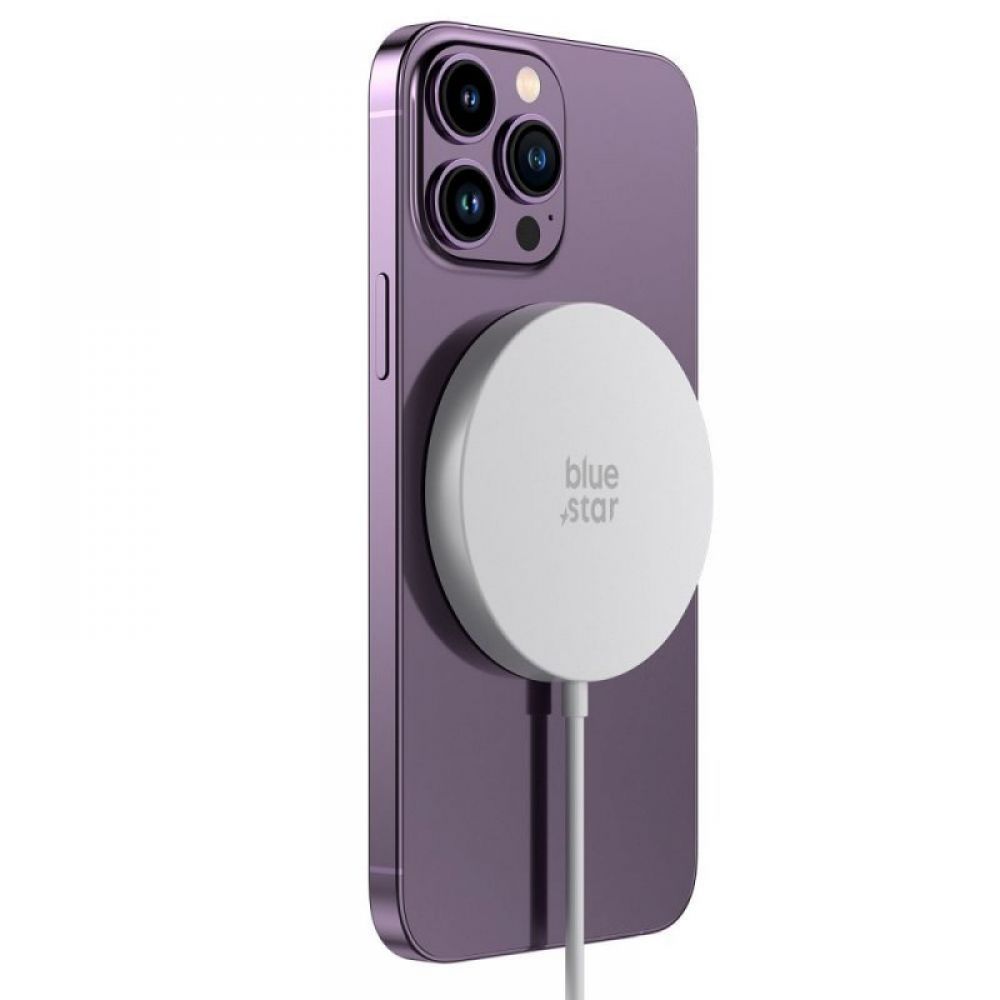 Bezicni punjac BLUE STAR Charging Pad 15W kompatibilan sa MagSafe beli