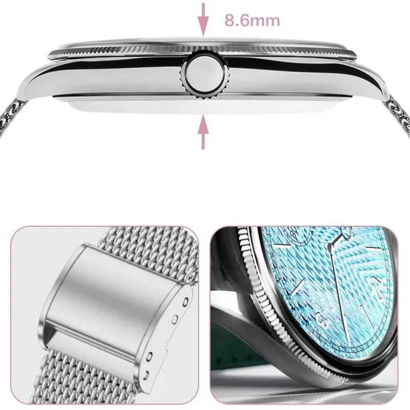 Pametni sat TITMO O-170 (AMOLED, bluetooth pozivi, stainless steel silver mesh narukvica) srebrni