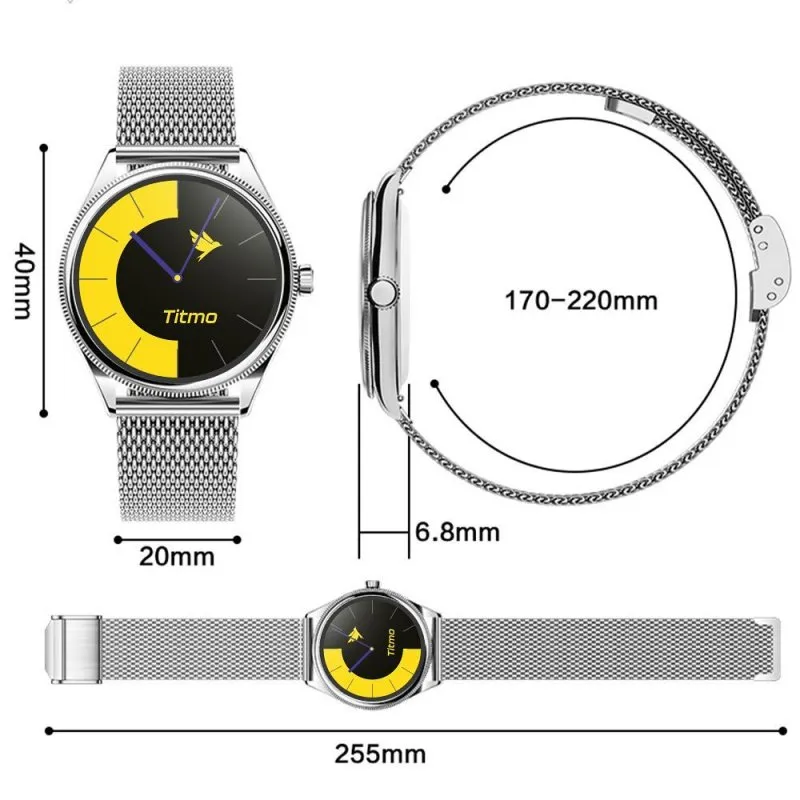 Pametni sat TITMO O-170 (AMOLED, bluetooth pozivi, stainless steel silver mesh narukvica) srebrni