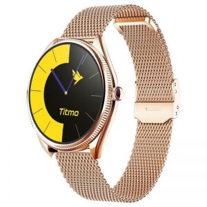 Pametni sat TITMO O-170 (AMOLED, bluetooth pozivi, stainless steel gold mesh narukvica) zlatni