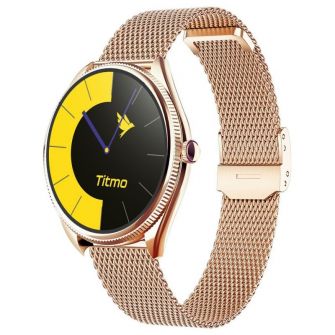 Pametni sat TITMO O-170 (AMOLED, bluetooth pozivi, stainless steel gold mesh narukvica) zlatni